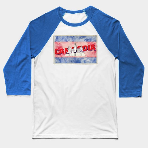 Cambodia Vintage style retro souvenir Baseball T-Shirt by DesignerPropo